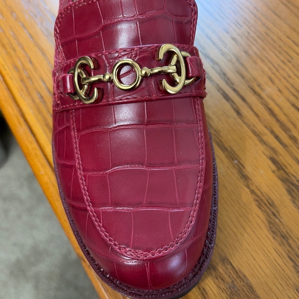 NWOB Circus by Sam Edelman Red Loafers Croc‎ Embossed Lug Sole Women's Size 8M - Picture 9 of 9